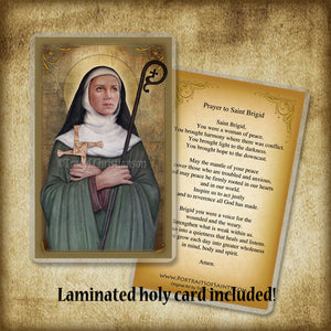 St. Brigid of Ireland Plaque & Holy Card Gift Set