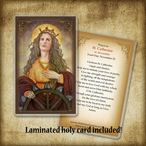 St. Catherine of Alexandria Plaque & Holy Card Gift Set