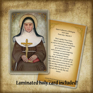 St. Catherine of Bologna Plaque & Holy Card Gift Set
