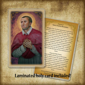 St. Charles Borromeo Plaque & Holy Card Gift Set