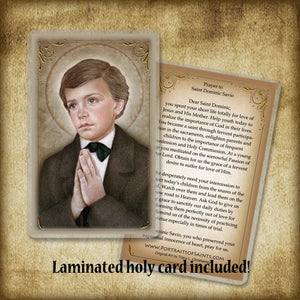 St. Dominic Savio Plaque & Holy Card Gift Set