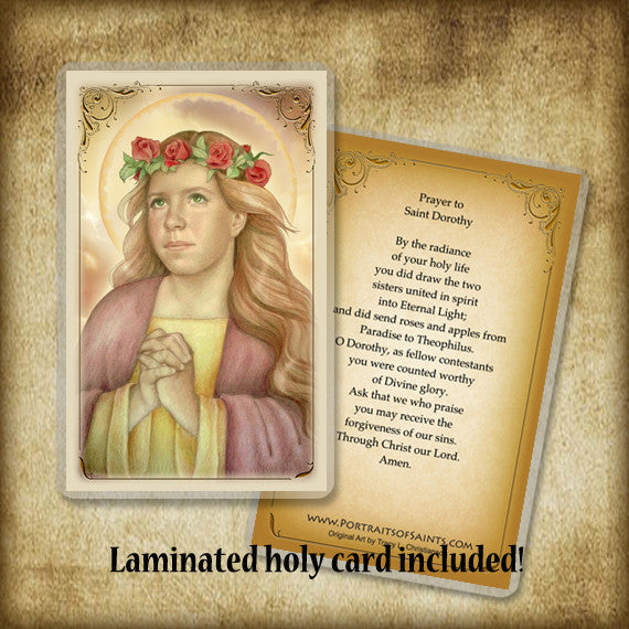 St. Dorothy Plaque & Holy Card Gift Set - Portraits of Saints