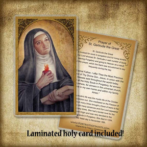 St. Gertrude the Great Plaque & Holy Card Gift Set