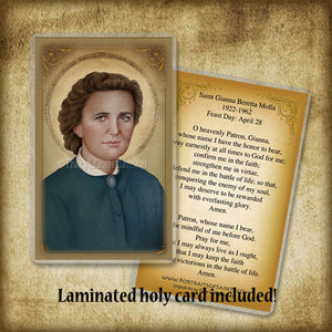 St. Gianna Molla (B) Plaque & Holy Card Gift Set