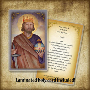 St. Henry II, Holy Roman Emperor Plaque & Holy Card Gift Set