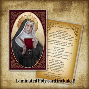 St. Hildegard of Bingen Plaque & Holy Card Gift Set