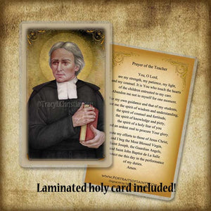 St. John Baptist de la Salle Plaque & Holy Card Gift Set