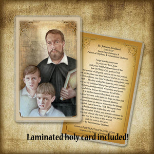 St. Jerome Emiliani Plaque & Holy Card Gift Set
