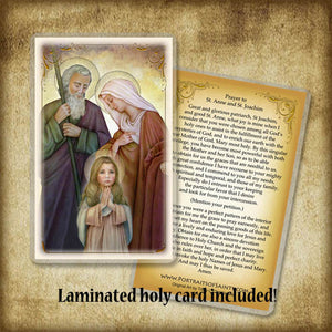 St. Joachim and St. Anne with the Child Mary Plaque & Holy Card Gift Set