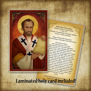 St. John Chrysostom Plaque & Holy Card Gift Set
