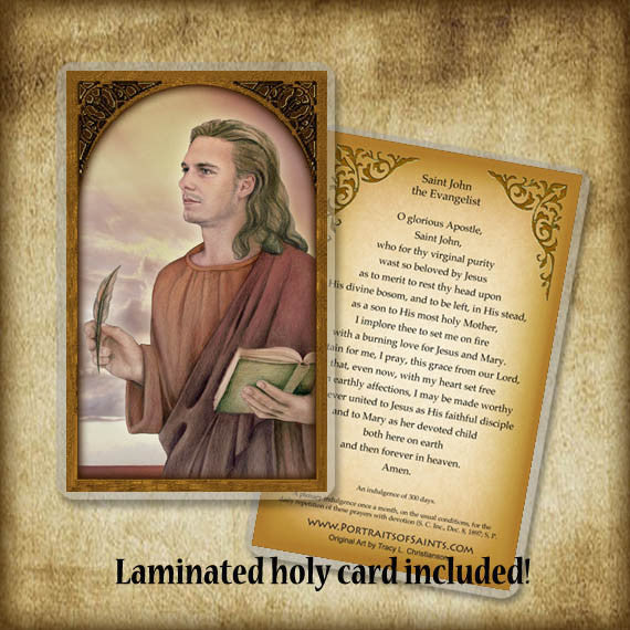 St. John the Evangelist Plaque & Holy Card Gift Set - Portraits of Saints