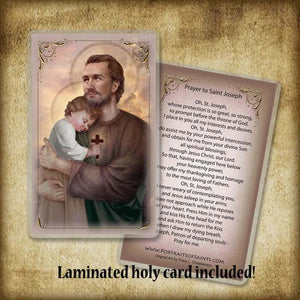 St. Joseph and Baby Jesus Plaque & Holy Card Gift Set