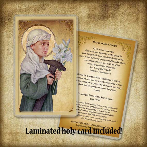 St. Joseph the Child Plaque & Holy Card Gift Set - Portraits of Saints