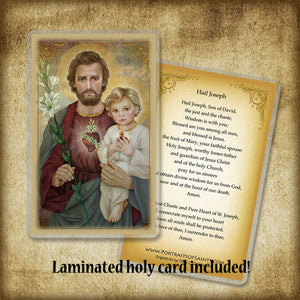 St. Joseph Chaste Heart and Baby Jesus Pendant & Holy Card Gift Set