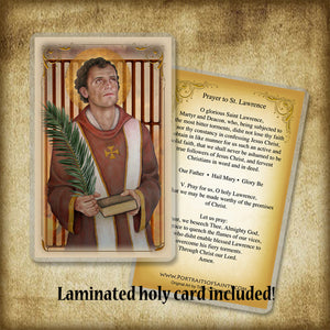 St. Lawrence of Rome Plaque & Holy Card Gift Set