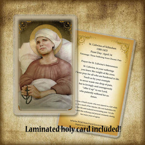 St. Lidwina of Schiedam Plaque & Holy Card Gift Set