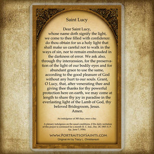 Santa Lucia Bilingual Prayer Card With Magnetic Sleeve - English/Spanish Religious Card