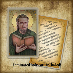 St. Luke the Evangelist Plaque & Holy Card Gift Set
