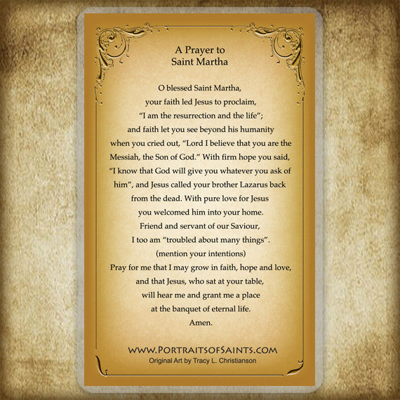 St. Martha of Bethany Holy Card - Portraits of Saints