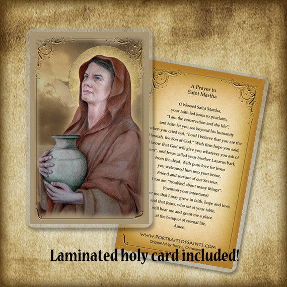 St. Martha of Bethany Plaque & Holy Card Gift Set - Portraits of Saints