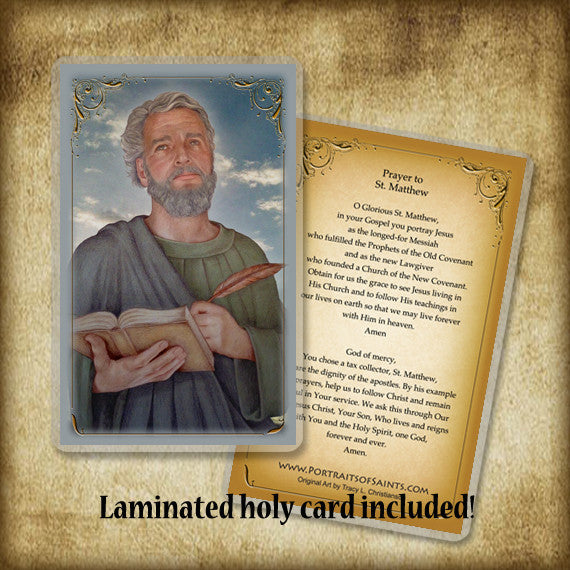St. Matthew the Apostle Plaque & Holy Card Gift Set - Portraits of Saints