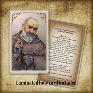 St. Padre Pio (B) Plaque & Holy Card Gift Set