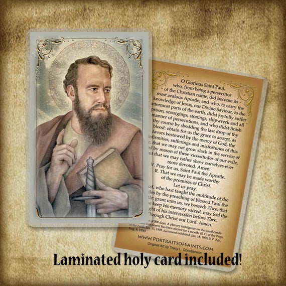 St. Paul the Apostle Plaque & Holy Card Gift Set - Portraits of Saints