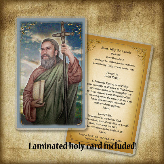 St. Philip the Apostle Plaque & Holy Card Gift Set - Portraits of Saints
