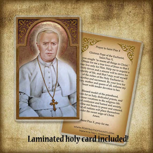 Pope St. Pius X Plaque & Holy Card Gift Set