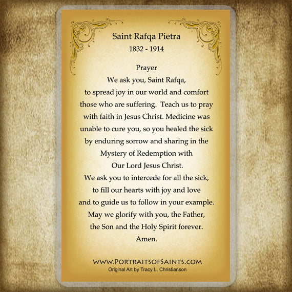 St. Rafqa Holy Card - Portraits of Saints