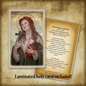 St. Rosalia of Palermo Plaque & Holy Card Gift Set