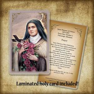 St. Therese of Lisieux (C) Plaque & Holy Card Gift Set