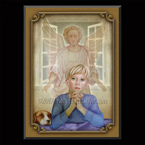 Guardian Angel/Boy Plaque & Holy Card Gift Set