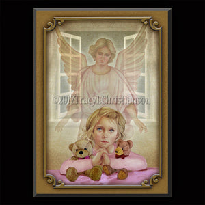 Guardian Angel/Girl Plaque & Holy Card Gift Set