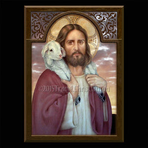 The Good Shepherd Plaque & Holy Card Gift Set