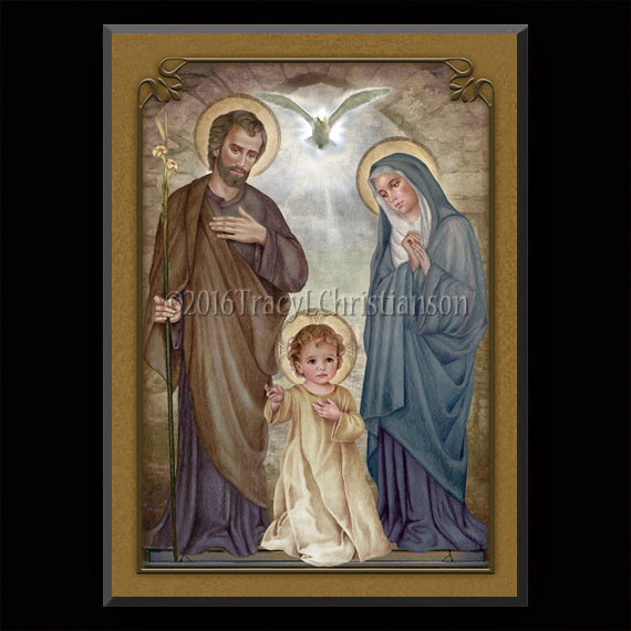 Holy Family (E) Plaque & Holy Card Gift Set - Portraits of Saints