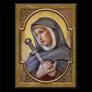 Our Lady of Sorrows Plaque & Holy Card Gift Set