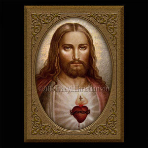 Sacred Heart (C) Plaque & Holy Card Gift Set