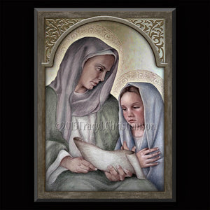 St. Anne and the Child Mary Plaque & Holy Card Gift Set