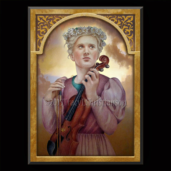 St. Cecilia Plaque & Holy Card Gift Set - Portraits of Saints