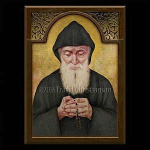 St. Charbel Makhlouf Plaque & Holy Card Gift Set