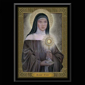 St. Clare of Assisi Plaque & Holy Card Gift Set