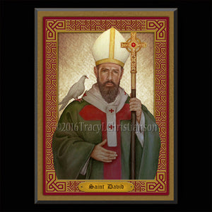 St. David of Wales Plaque & Holy Card Gift Set