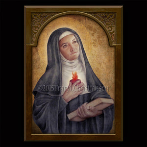 St. Gertrude the Great Plaque & Holy Card Gift Set