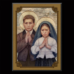 St. Francisco & St. Jacinta Marto Plaque & Holy Card Gift Set