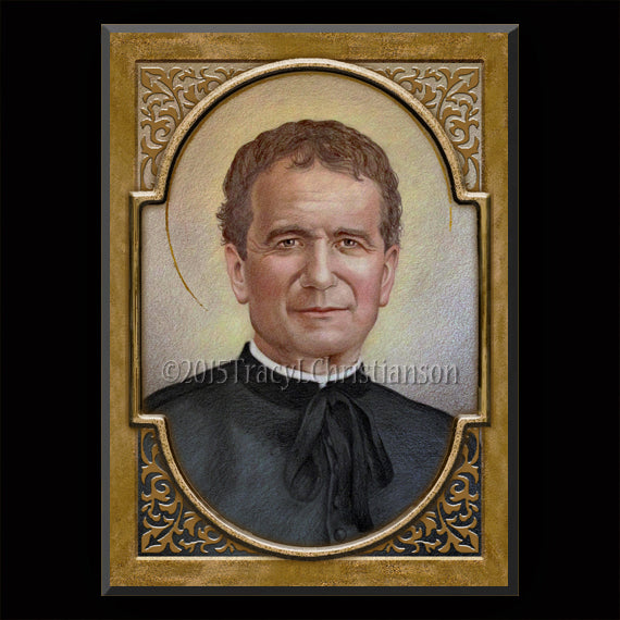 St. John Bosco Plaque & Holy Card Gift Set - Portraits of Saints