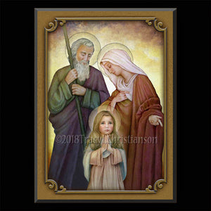 St. Joachim and St. Anne with the Child Mary Plaque & Holy Card Gift Set