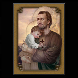 St. Joseph and Baby Jesus Plaque & Holy Card Gift Set