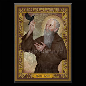 St. Kevin of Glendalough Plaque & Holy Card Gift Set