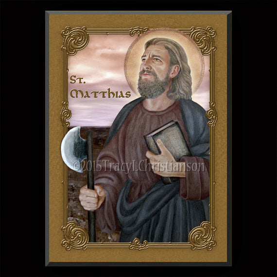 St. Matthias Plaque & Holy Card Gift Set - Portraits of Saints